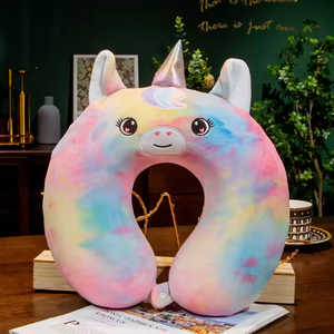 Cartoon Plush U Shaped Neck Support Pillow Cute Animal Travel <b>Cushion</b> for Kids Adults Airplane Car Nap Home Office Gift - Product Image 1