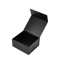 Boîte cadeau pliable en carton rigide noir mat de luxe avec logo personnalisé de qualité supérieure, fermeture magnétique, vide