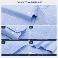 Chemise pour homme en coton et polyester respirant, motif à carreaux, toucher doux, sans repassage, style business décontracté, manches longues, vente en gros