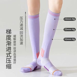 Sports <b>Compression</b> Calf Socks <b>Knee</b> High Breathable For Running Yoga Fitness Workouts Medium Thickness Jacquard Technology - Product Image 1