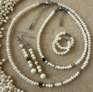 Nouveau collier de perles d'eau douce collier de perles en acier inoxydable pour femmes collier de perles étoile 18k or bijoux cadeau de fête - Product Image 1