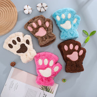 Mignon Conception Demi Doigt Gants Chaud Chat Patte Griffe En Peluche Gants Sans Doigts Belle Hiver Mignon Mitaine Doux