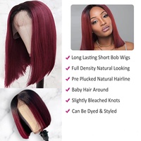 T1B99J-perruque Lace Front Wig naturelle, cheveux humains, coupe courte Pixie, 13x6, 13x6, HD