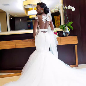 Mermaid Wedding Dress <b>White</b> <b>Lace</b> Off The Shoulder Sweetheart Neckline Natural Waistline Slim Fit European Style - Product Image 3