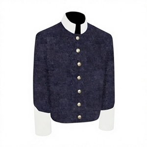 Veste formelle vintage à col contrastant et boutonnée pour homme, à manches courtes, respirante, coupe-vent et imperméable, idéale pour les performances scéniques - Product Image 4