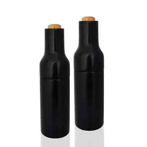 Offre Spéciale vin bouteille en forme de moulin à poivre noir sel et moulin à poivre en bois moulin ensemble