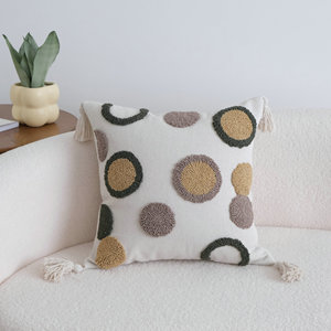 Federa per Cuscino in Cotone <span class=keywords><strong>e</strong></span> Lino Trapuntato 45*45cm per Arredamento Casa Vintage con Nappine - Product Image 5