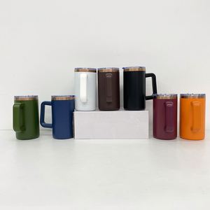 แก้วกาแฟสแตนเลสขนาด 20 ออนซ์ เคลือบผงสีทองแดงด้านล่าง พร้อมหูจับถอดได้ สำหรับสลักเลเซอร์ - Product Image 2