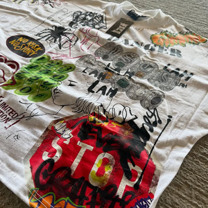 Camiseta personalizada de algodón 100%, ajuste holgado de talla grande, patrón de personaje de punto transpirable con logotipo gráfico impreso DTG de peso - Product Image 3