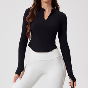 RUIQUWIN Hiver Chaud Demi-fermeture Éclair Yoga Top Fitness Casual Sportswear Respirant Doux Sans Couture Top avec Impression OEM Motif - Product Image 2