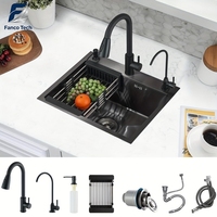 Évier de cuisine rectangulaire simple en acier inoxydable 201 Black Diamond économique avec égouttoir multifonctionnel