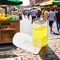 Boîtes transparentes en plastique pour animaux de compagnie, avec couvercle à anneau facile à ouvrir, 300ml, 350ml, 400ml, 450ml, 500ml, pour boissons, aliments, café, soda, crème