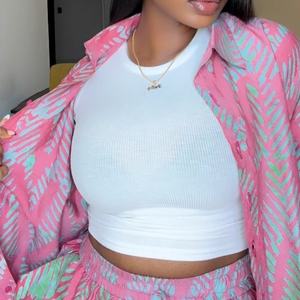 Women's Plus Size Loose Collar Short Sleeve Printed Shirt & High-Waisted Wide-Leg Casual <b>Pants</b> African 2-Piece Set Fashion - Product Image 2