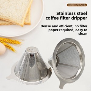 Filtre à <span class=keywords><strong>café</strong></span> conique pour infusion, ensemble d'outils pour préparation sans filtre - Maille fine en métal, design rétro/minimaliste, pour la maison/le <span class=keywords><strong>café</strong></span> - Product Image 3