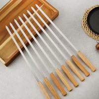 8 Parça Paslanmaz Çelik Düz Barbekü Şişleri Ahşap Saplı Barbekü Izgara Seti