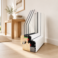 Fenêtre à battant en aluminium et bois pour maison passive, triple vitrage trempé, cadre composite, isolation thermique