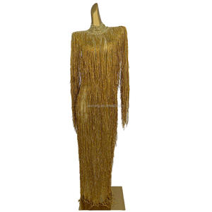 مثير شرابة حجر الراين عيد ميلاد التخرج زفاف ضيف فستان طويل للنساء مهرجان ملابس النادي فستان سهرة حفلة موسيقية طول الكلمة - Product Image 5