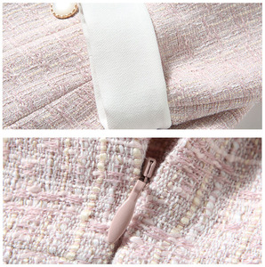<span class=keywords><strong>Blazer</strong></span>-Kragen Zweireihiges Hellrosa Elegantes Tweed-Kleid - Product Image 6