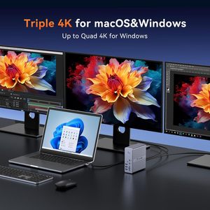 Base de Conexión DisplayLink para 3 Monitores, Adaptador de Corriente de 120W, Más de 10 Puertos, Compatible con <span class=keywords><strong>MacBook</strong></span> <span class=keywords><strong>Pro</strong></span>/Air Thunderbolt 4/3 <span class=keywords><strong>USB</strong></span>-<span class=keywords><strong>C</strong></span>/DP/<span class=keywords><strong>USB</strong></span>, en Stock - Product Image 5