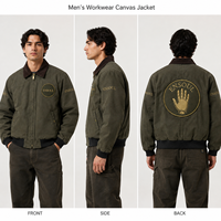 Fabricant de vestes sur mesure pour hommes, vestes de style rétro en toile de coton, col en velours côtelé, effet délavé, streetwear, patchwork, vêtements de travail, vestes de type barn