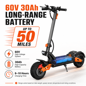 Monopattino Elettrico Pieghevole Unisex a Lunga Autonomia con Batteria al Litio 60V, Pneumatici da 10 Pollici, Alta Velocità, per Città e Università - Spedizione da Magazzino USA - Product Image 4
