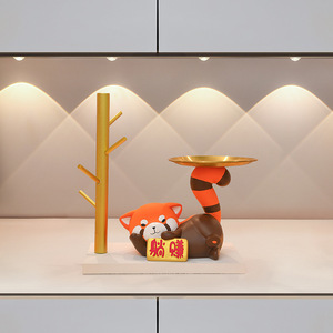 Lazy Money Panda Key Storage Resin Tabletop Ornament Feng Shui Decor Chinese New Year Gift Indoor - Product Image 3
