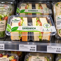 Op maat gemaakte voedselveilige PET-plastic verpakking voor sandwiches met 2 compartimenten