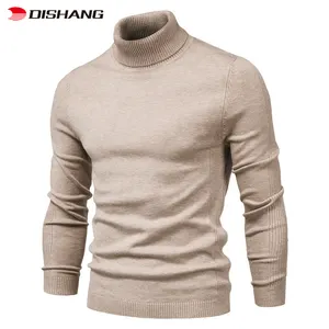 Autumn And Winter European Size Fashion Solid Color Slim Fit Warm Men's Pullover Turtleneck Sweater