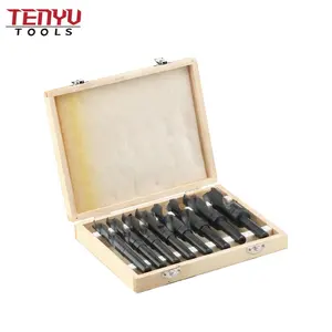 Bộ 8 Mũi Khoan Mũi Khoan Giảm 1/2 "Ôxit Đen Trục Tròn 13-25Mm Rèn Để Khoan Kim Loại Trong Một Hộp Gỗ