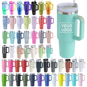 Porte-gobelets isothermes personnalisés, gobelets avec poignée, double paroi en acier inoxydable, gobelets de voyage pour café de 40 oz - Product Image 1