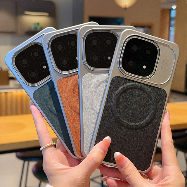 Pebbled PU Leather Fashion Magnetic Shockproof Minimalist Phone Case for IQOO 5 Huawei Nova 15 Honor 500 Pro Slim Cover