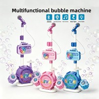 Machine à bulles électrique avec microphone, lumières musicales et fonction d'enregistrement, jouet tambour de jazz en plastique ABS pour enfants