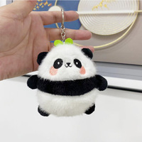 Porte-clés en peluche panda roux mignon, dessin animé, doux, pour sac à dos, pendentif décoratif, pendentif de voiture, vente en gros
