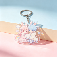 Breloques personnalisées en acrylique à double époxy avec paillettes, impression UV, imperméables, légères, breloques d'anime, breloques de dessins animés