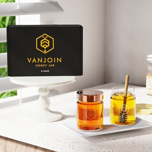 2oz 4oz 6oz 9oz 12oz Vòng mật ong nước sốt lưu trữ lọ thủy tinh với thìa gỗ 2oz-180ml Vòng mật ong lọ với Hộp quà tặng và Túi - Product Image 5