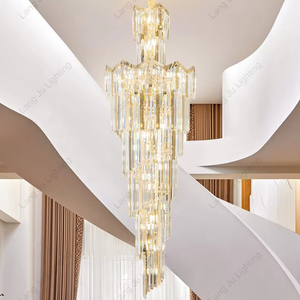 Lámpara interior moderna Zhongshan, araña larga de cristal sufitowa <span class=keywords><strong>para</strong></span> <span class=keywords><strong>escaleras</strong></span>, entrada de hotel de boda, luces grandes <span class=keywords><strong>para</strong></span> techo del hogar - Product Image 1