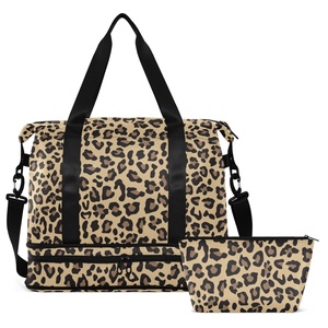 Large Capacity Custom Leopard Sport <b>Training</b> Yoga Travel <b>Bag</b> Weekend Shoulder Tote Gym <b>Bag</b> with Expandable Shoes Compartment - Product Image 2