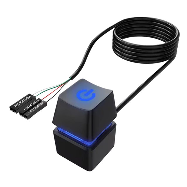 ZYSY LED Light Computer Desktop Round Power Switch PC Motherboard External Start Button Extension Cable for Home