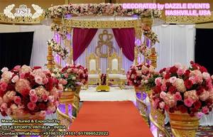 Mandap de Cristal de Fibra Dorado Glamuroso para Bodas, Mandap Redondo de Cristal de Fibra Único para Bodas, Mandap Dorado Real para Bodas, Venta en EE. UU. y Reino Unido - Product Image 4