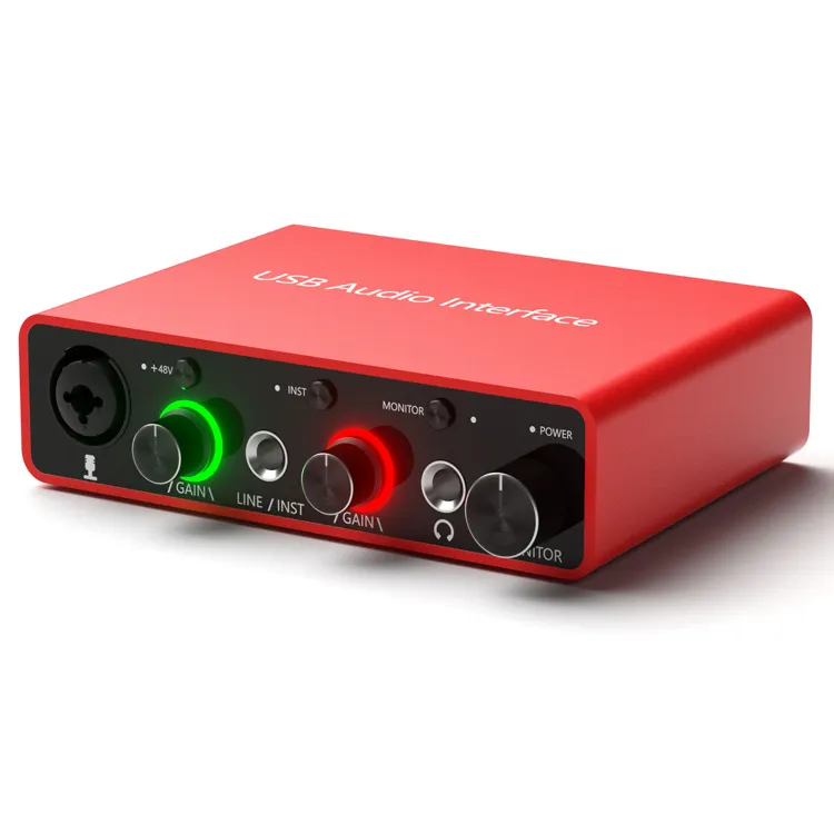 48V Phantom giao diện điện de âm thanh phòng thu âm PC âm nhạc di động Guitar Card âm thanh kỹ thuật số uac 192 USB giao diện âm thanh