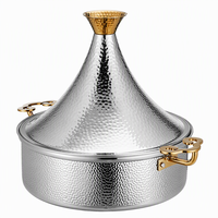 WOXIANG 30cm Pot à tajine martelé en acier inoxydable 3 couches pour ragoût d'agneau et fruits de mer mijotés
