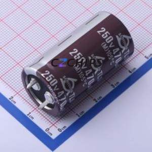 Condensateur électrolytique en aluminium à encliquetage TLS250V470M22*40 V, composant traversant (THT), D22xL40mm 470uF 20% 250V 10mm - Product Image 1