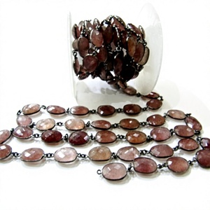 Quartz Fraise Naturel Forme Libre Irrégulière Taille 11 à 15 mm Briolette Facettée Connecteur à Sertir Chaîne Vendue au Mètre - Product Image 1