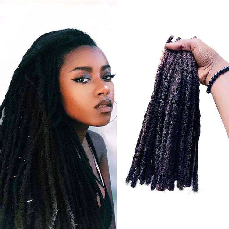 Venda Por Atacado Em estoque kinky encaracolado cabelo humano virgem 0.6cm 0.8cm extensão do cabelo loc 100% handmade crochet dreadlock cabelo