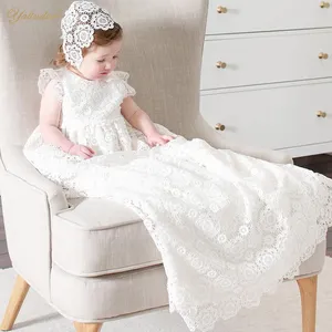 Детское платье для дня рождения Yalindars, белое кружевное пасхальное платье для младенцев Eid Al-fitr для крещения, платье для малышей 3-24 месяцев