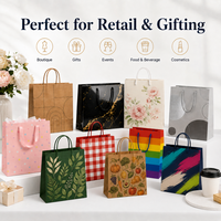 Sacs cadeaux en papier kraft avec poignées en papier, logo personnalisé, emballage recyclable pour les boutiques de vêtements, les épiceries, les petites entreprises, la vente en gros