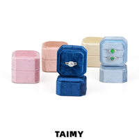 Boîte à bagues octogonale en velours en gros, personnalisable avec logo, mini boîte de rangement pour bijoux, étui portable pour bague de fiançailles, emballage cadeau