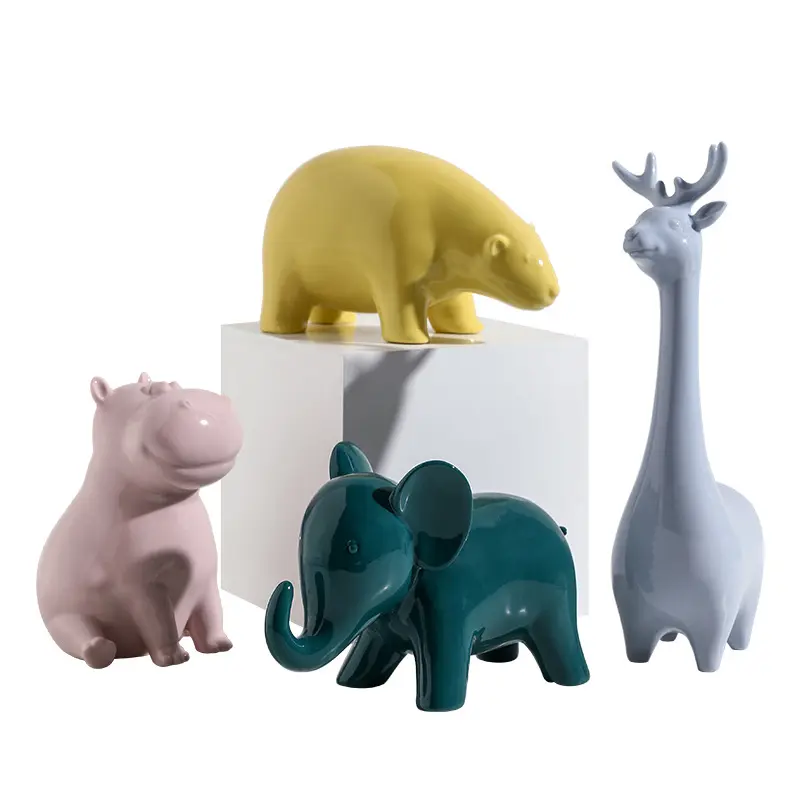 SYLWANOEM良い製品シンプルなセラミック家具の記事動物ミニフィギュアセラミック置物創造的なお土産おもちゃ動物