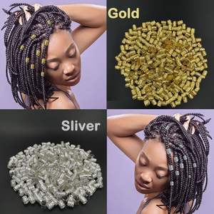 120 pièces bricolage or argent perruque de boucle de cheveux tresse sale galvanisée avec boucle métallique adhésive boîte sac en plastique outils d'extension de cheveux - Product Image 2
