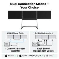 Monitor Portátil IPS LCD Triple de 3*14 Pulgadas, 300cd/m² de Brillo, Extensor de Pantalla Portátil para Programadores, Vista de Múltiples Ventanas